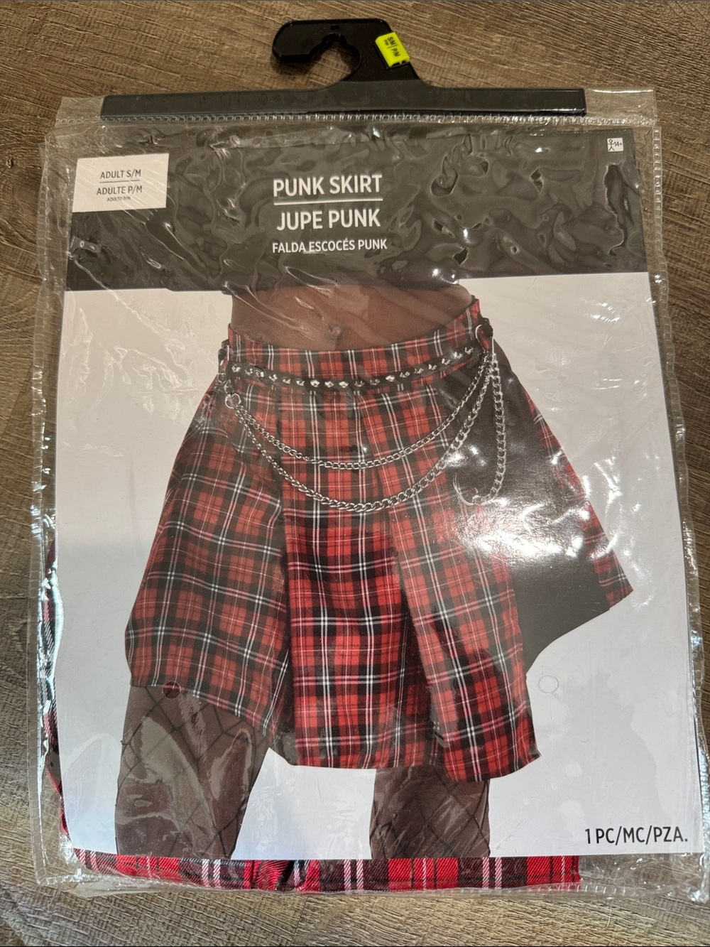 Punk Plaid Mini Skirt with Chain Detail - Red